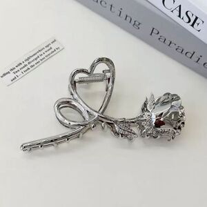Brand New Top Fashion Silver Rose Hair Clip